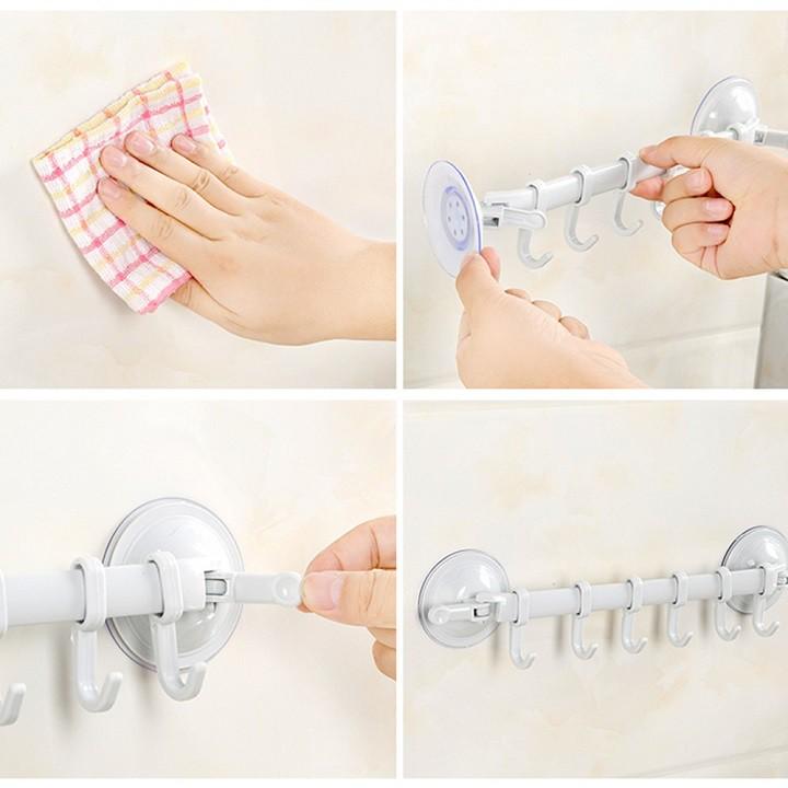 Combo 3 móc treo đồ hút chân không nhà bếp, nhà tắm đa năng nhựa PP