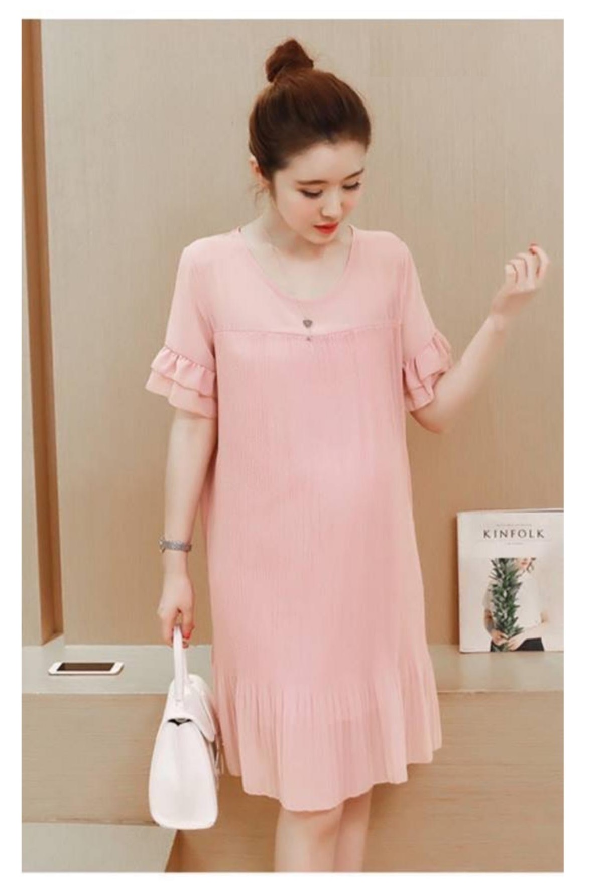 Đầm bầu chifon tay bèo