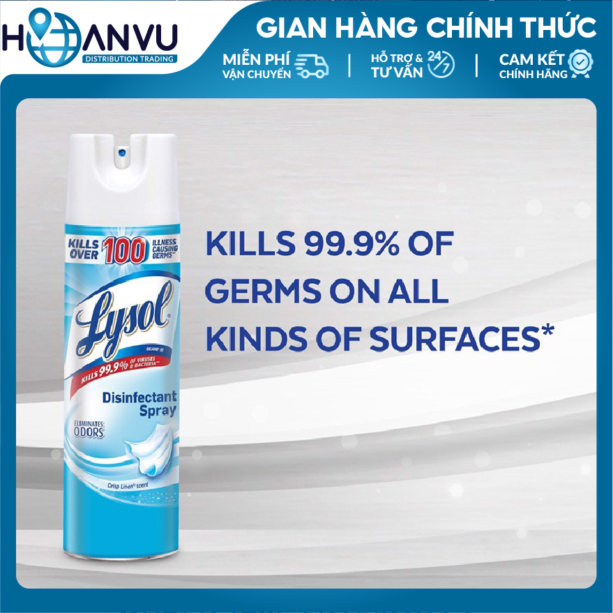 Xịt phòng diệt khuẩn Lysol disinfectant spray crisp linen scent (538g)
