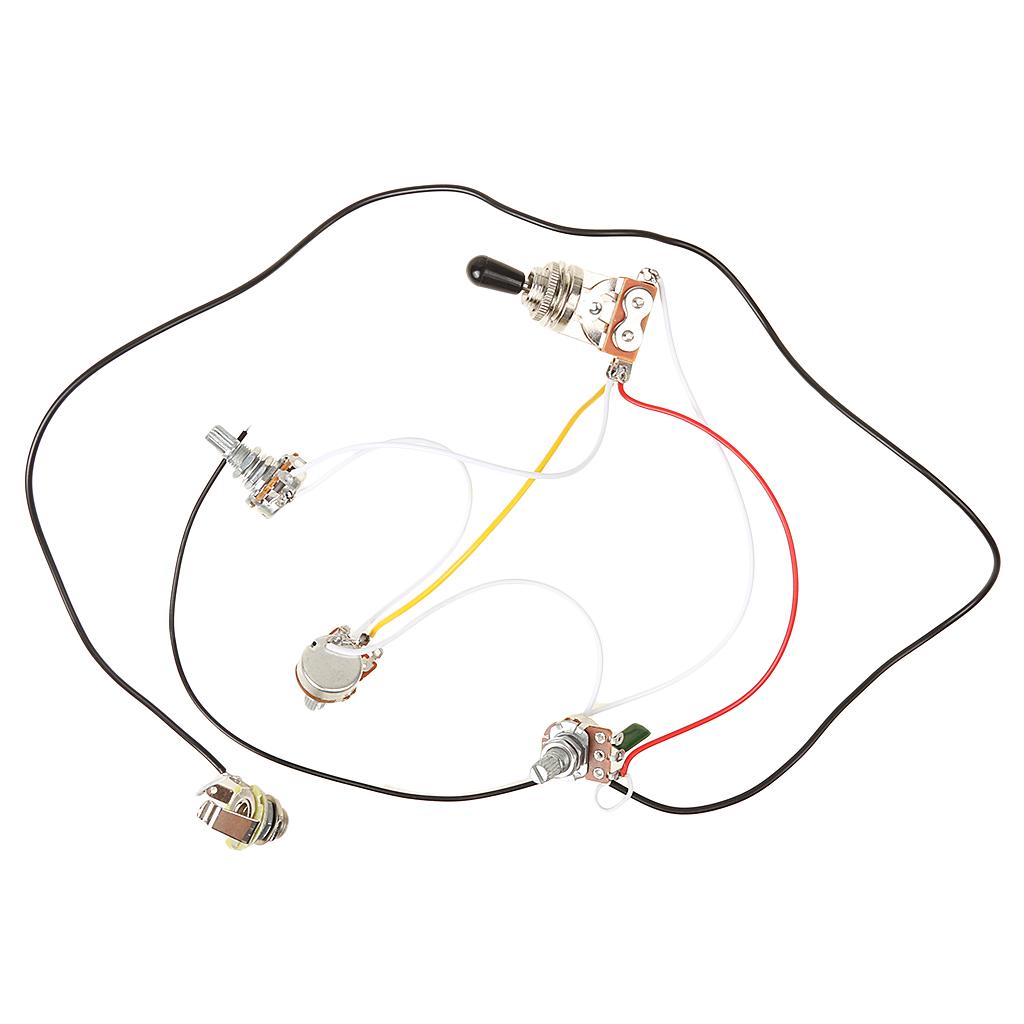 Durable Electric Guitar Wiring Harness Kit 3 Way Toggle Switches 2 Volume 1 Tone 500K Pots Musicains Gift