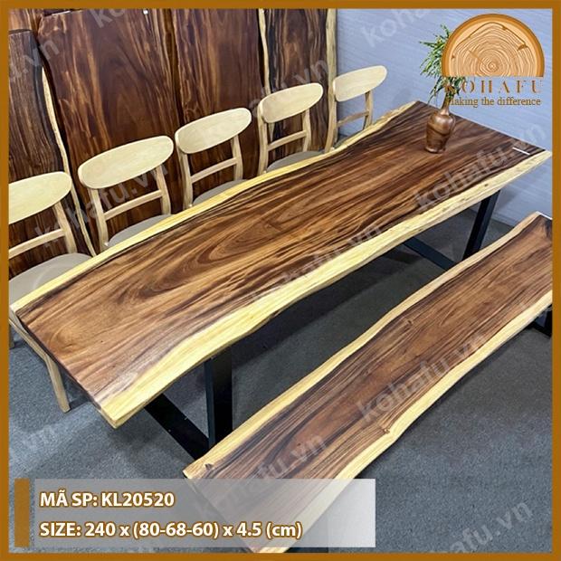 Bàn Me Tây Mặt Gỗ Nguyên Tấm Dài KL20520