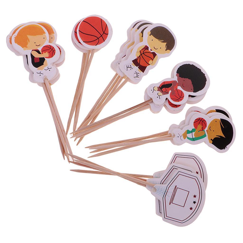 48pcs/Set Football Basketball Cupcake Food Picks Cake Topper Decoration