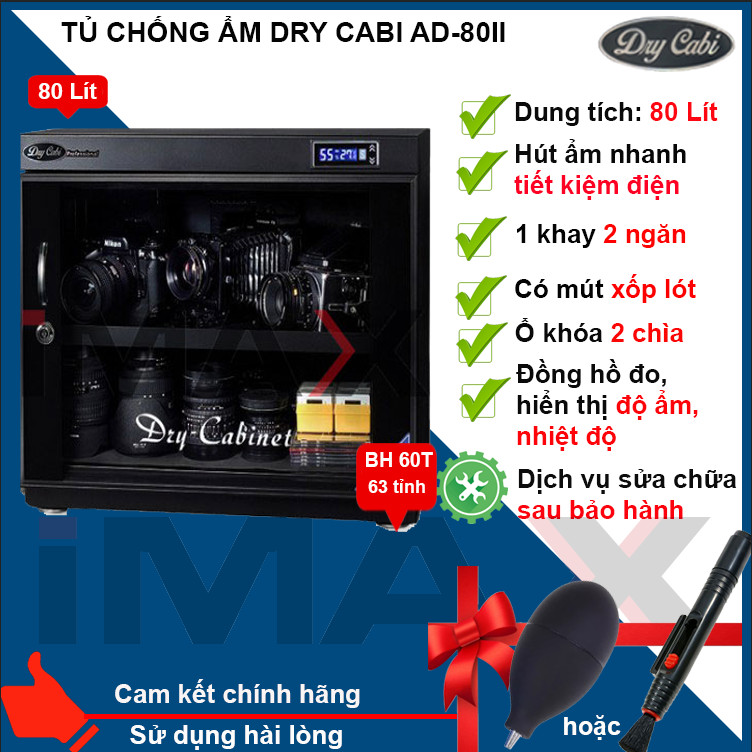 TỦTỦ CHỐNG ẨM DRY CABI AD-080 II, 80 LÍT NGANG  - HÀNG CHÍNH HÃNG