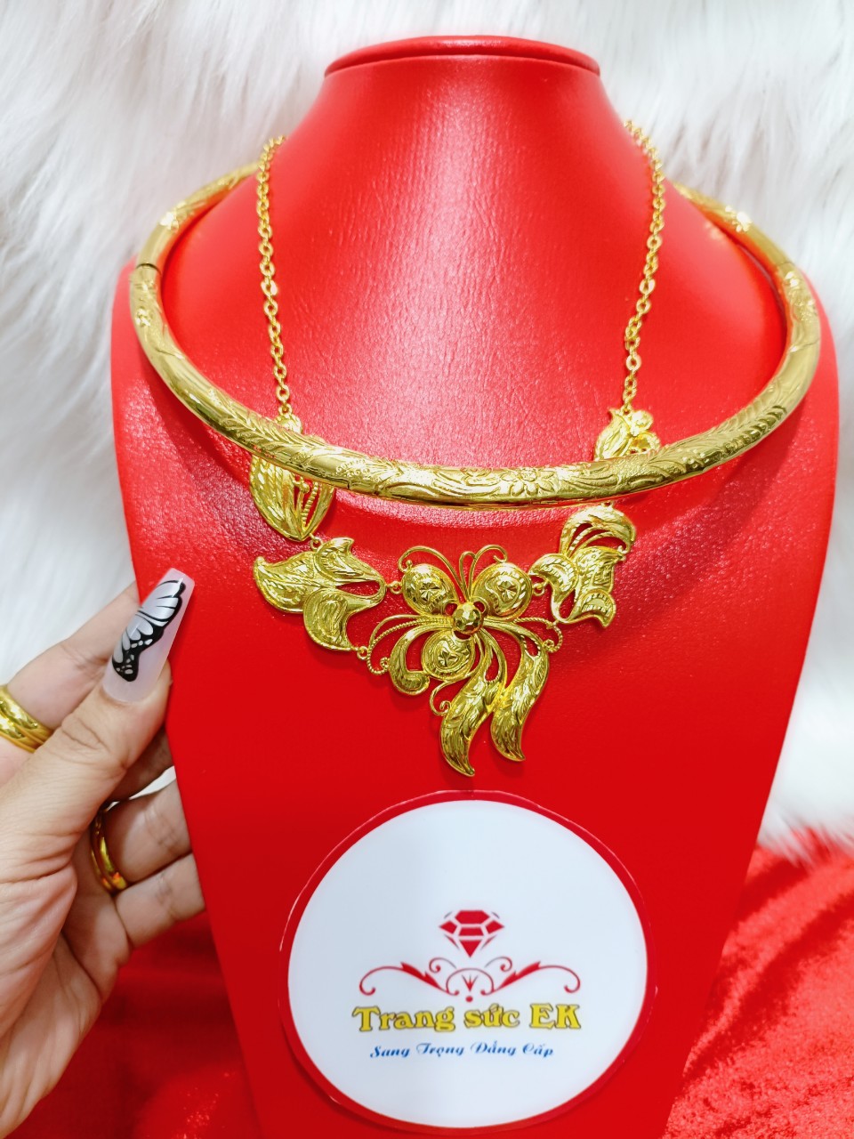 Combo dây chuyền kiềng cưới chuẩn 24.k kèm hộp nhung E15