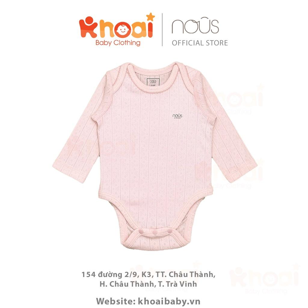 Set 2 bodysuit Nous dài tay hồng trắng - Chất liệu cao cấp, co giãn đa chiều