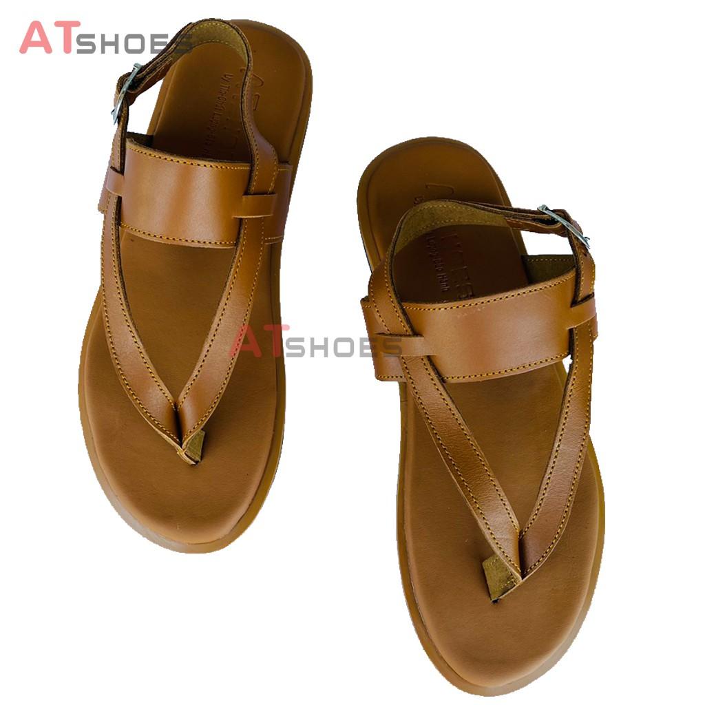 Sandal Unisex Da Bò Thật Không Thấm Nước Kiểu Dáng Thời Trang Atshoes XDD11(Đen - Nâu