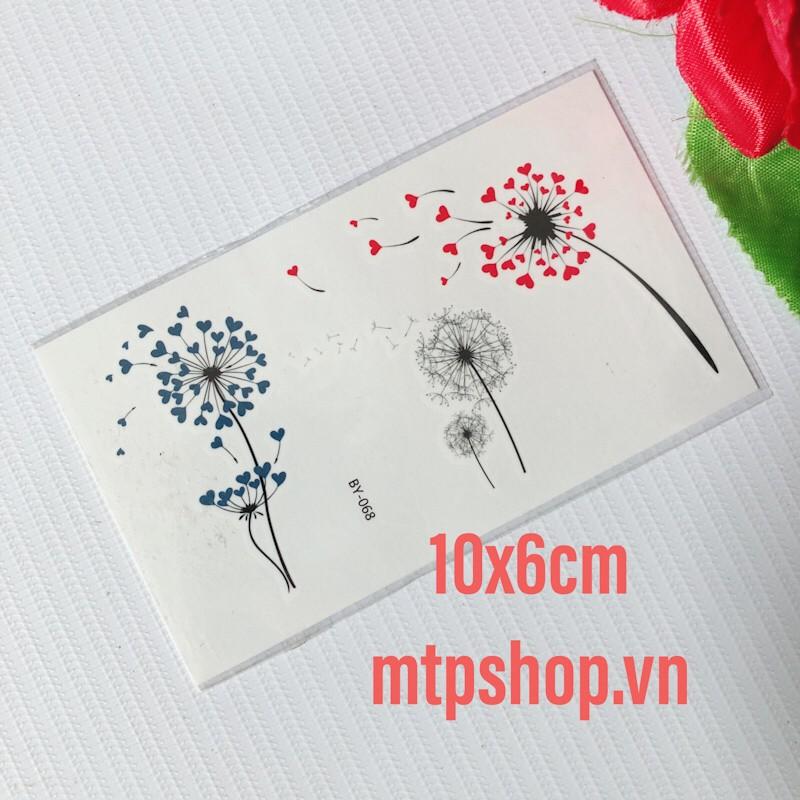 Hình xăm dán hoa bồ công anh tim màu 10x6cm- mua 5 tặng 1 mini xinh