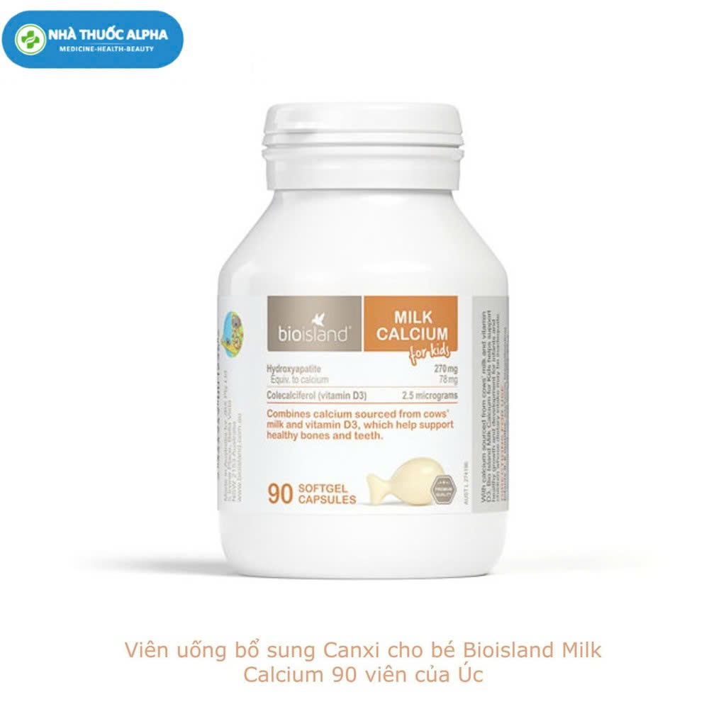Viên uống bổ sung Canxi cho bé Bioisland Milk Calcium 90 viên của Úc