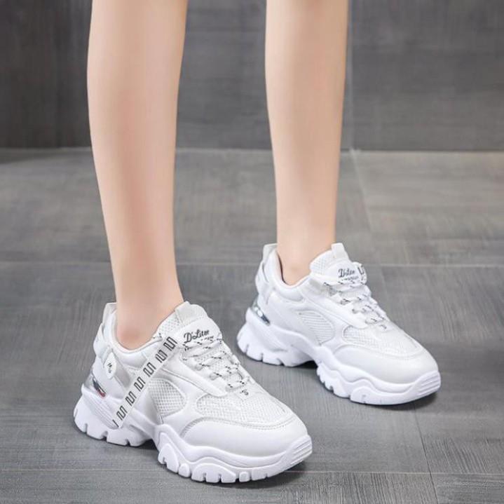 Giày Sneakers Nữ, Giày Thể Thao Nữ Giày Thể Thao Độn Đế Nữ Rong Ye Kiểu Hàn Quốc Siêu Hot Đế Cao 3-4Cm Màu Đen