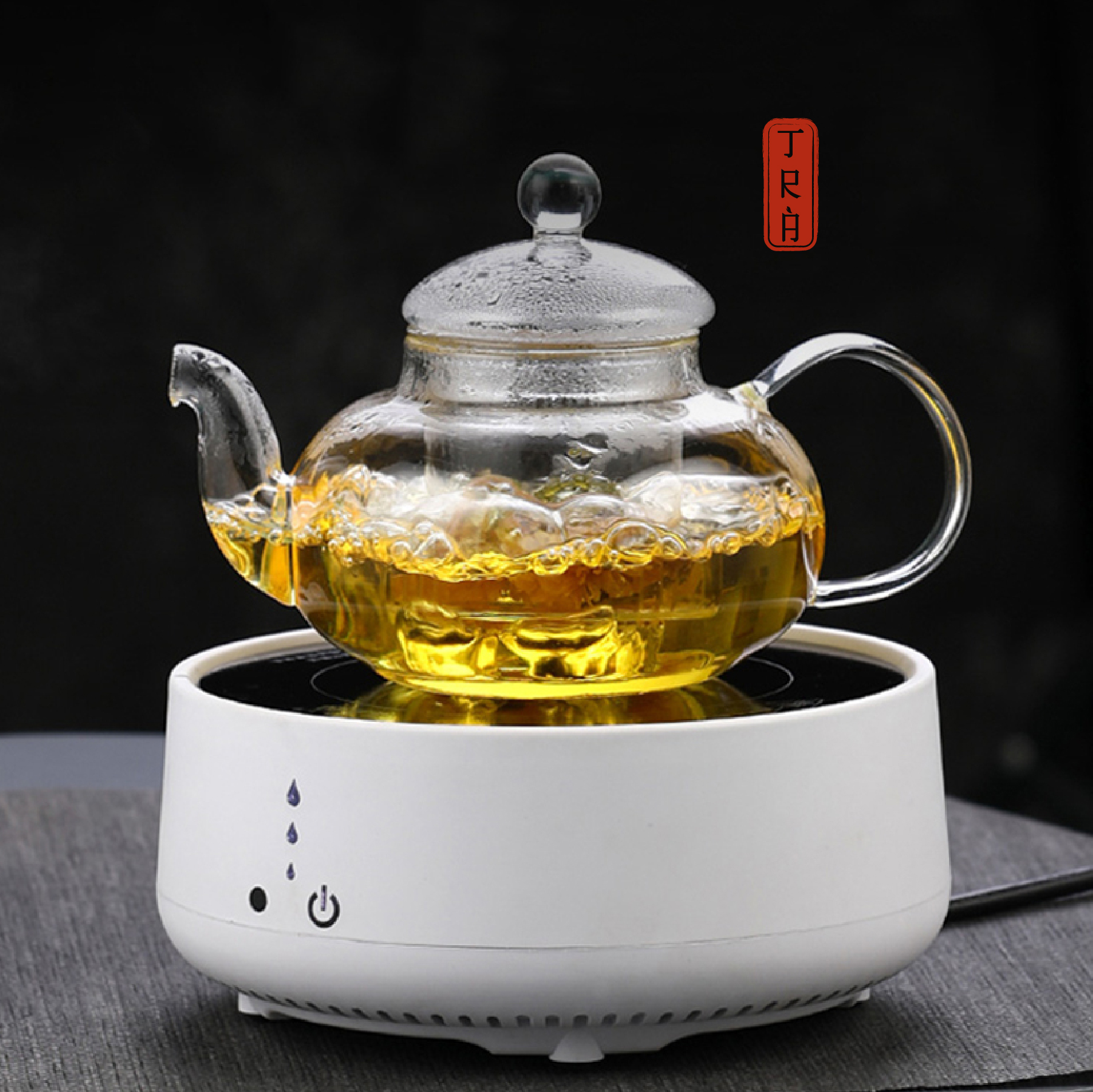 Ấm trà thủy tinh borosilicate chịu được chênh lệch nhiệt độ và có thể đun trực tiếp trên bếp điện, dung tích 400ml