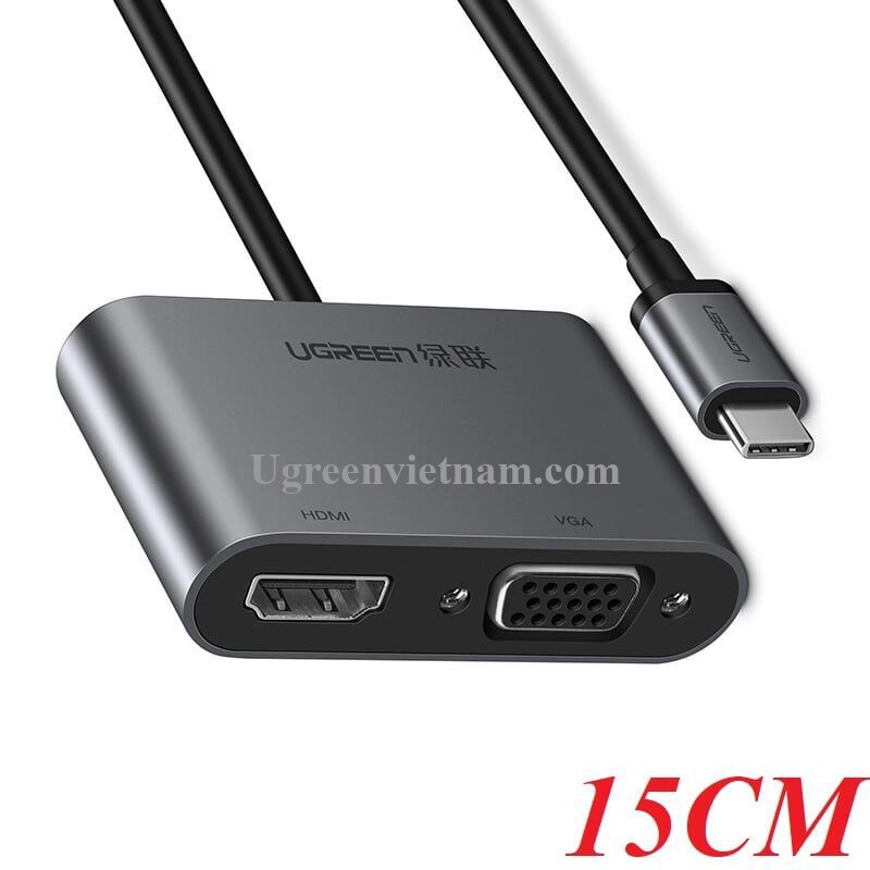 Cáp chuyển USB Type C to HDMI + VGA chính hãng Ugreen 50738 - Hàng chính hãng