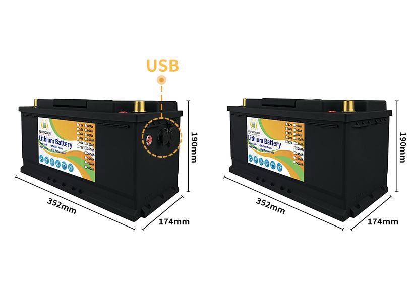 Bán chạy nhất 12V 60 80 100 120 200Ah 24V 100Ah Pin năng lượng phốt phát sắt LiFePO4 có BMS dành cho người cắm trại RV Xe Golf địa hình Màu sắc: 24v 100Ah 525mm