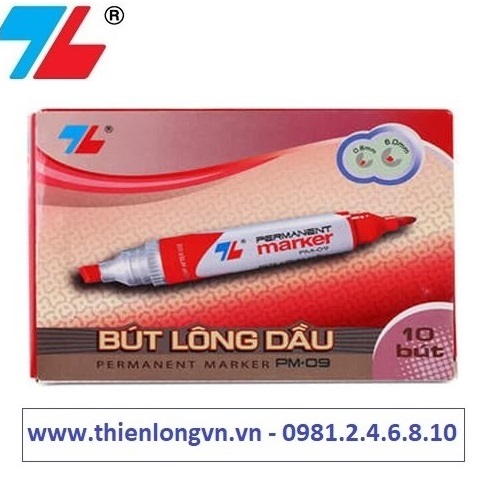 Hộp 10 cây bút lông dầu Thiên Long; PM-09 mực đỏ