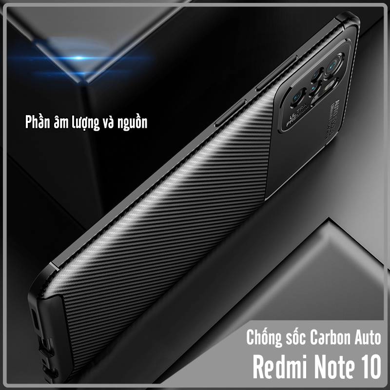 Ốp lưng cho Xiaomi Redmi Note 10 chống sốc Carbon Auto Focus - Hàng nhập khẩu