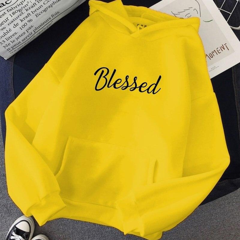 Blessed Hoodies Casual Unisex Women Pullovers Spring Autumn Graphic Cotton Hooded Sweatshirt