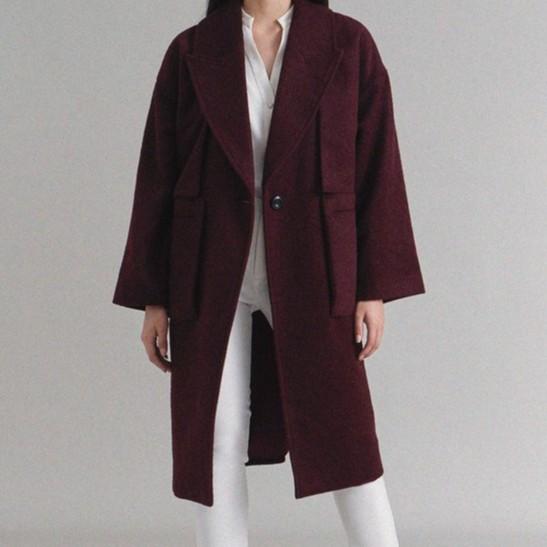 Áo khoác nữ dáng dài bigsize Burgundy 2NDDATE CO003BF