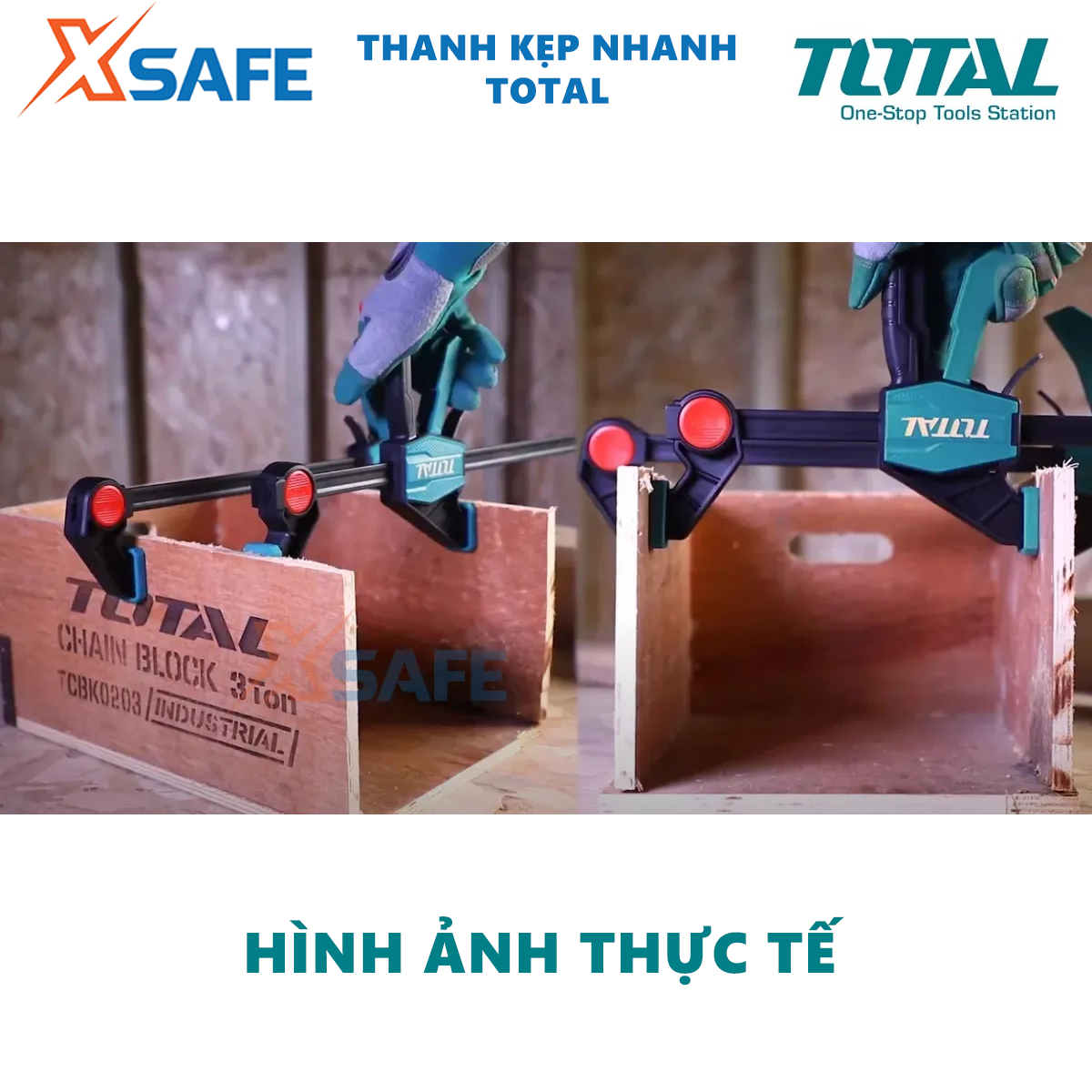 Thanh kẹp nhanh TOTAL kích thước 450-900mm, kẹp, cố định gỗ làm mộc, xây dựng, lực kẹp tối đa 135kgs - CHÍNH HÃNG