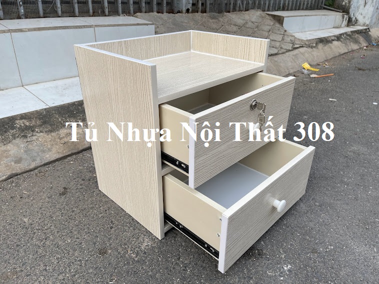 Tủ, Kệ Đầu Giường Nhựa Đài Loan Cao 45,5cm Ngang 43cm Sâu 31cm Màu Gỗ Sồi K193