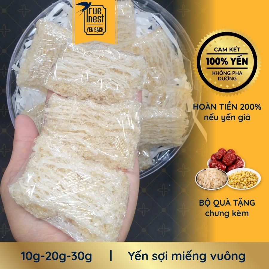 Tổ yến sào tinh chế True Nest - Miếng vuông 1 mặt sợi dùng thử