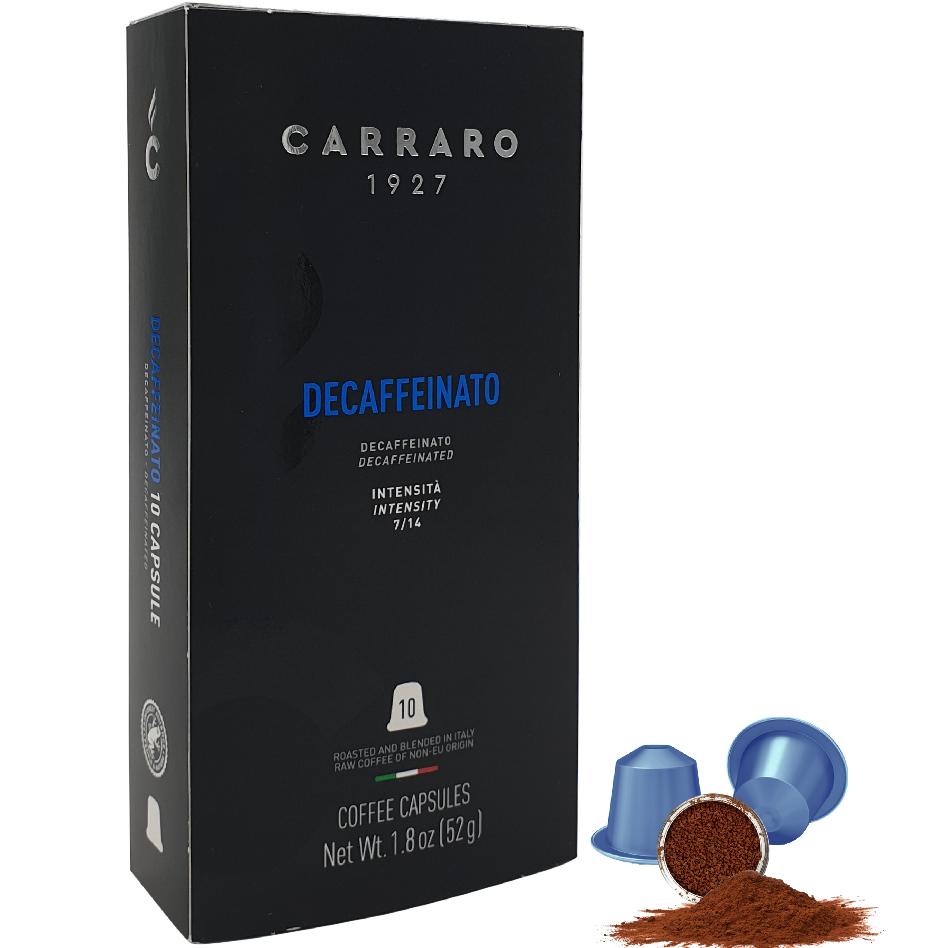 Cà phê viên nén Carraro Decaffeinato -Tương thích với máy capsule Nespresso