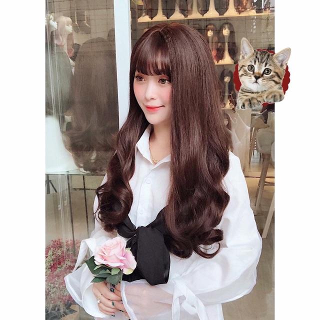 TÓC GIẢ NGUYÊN ĐẦU XOĂN NHẸ MÁI THƯA TIỂU THƯ