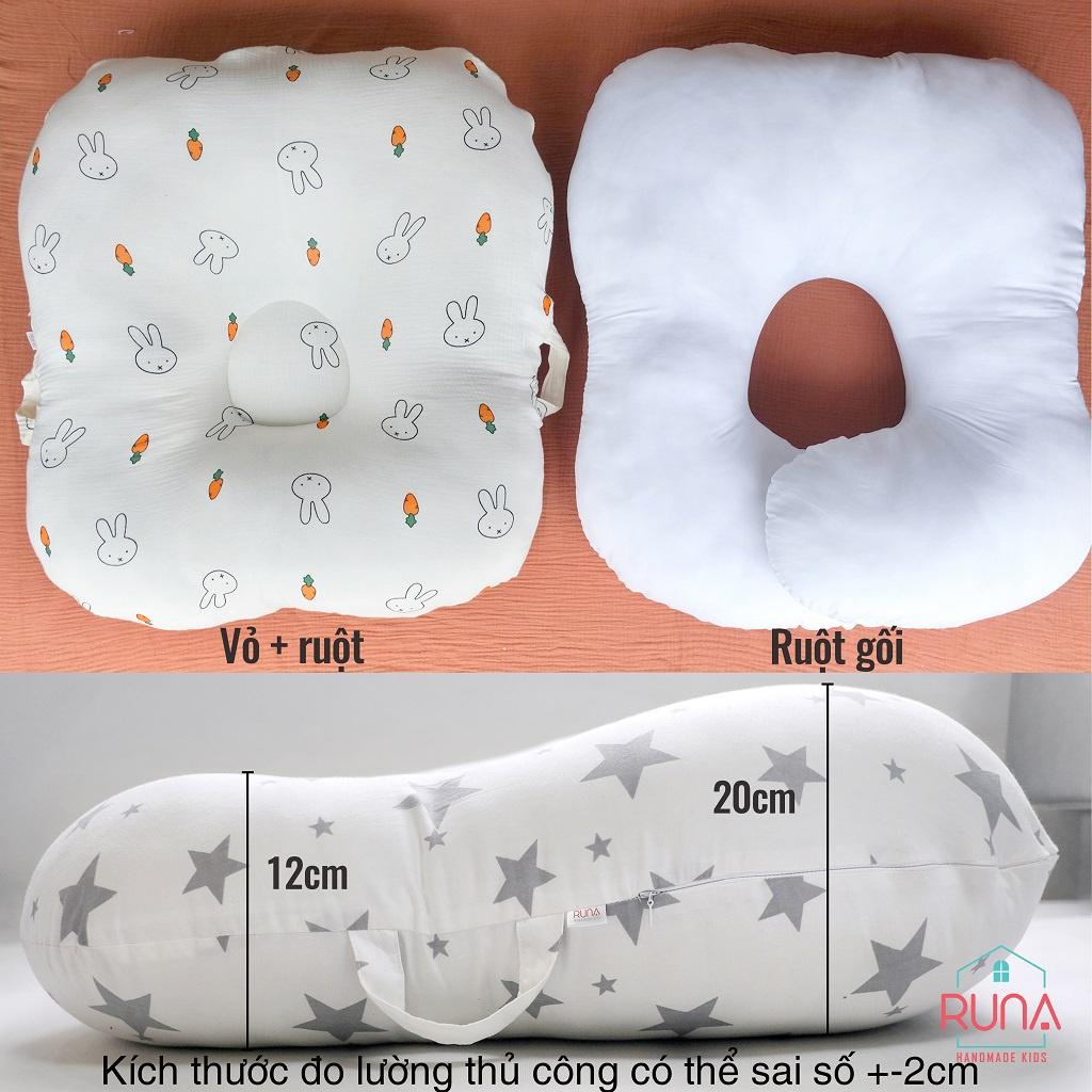 Gối chống trào ngược dạ dày cao cấp cho bé RUNA KIDS cotton Hàn đẹp họa tiết dễ thương an toàn cho bé size lớn 65x70cm