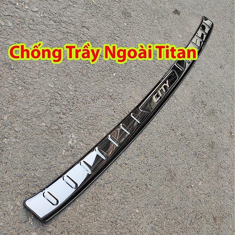 Ốp chống trầy cốp Trong, Ngoài HONDA CITY 2019-2023 thép không gỉ vân titan bảo vệ xe chống va đập