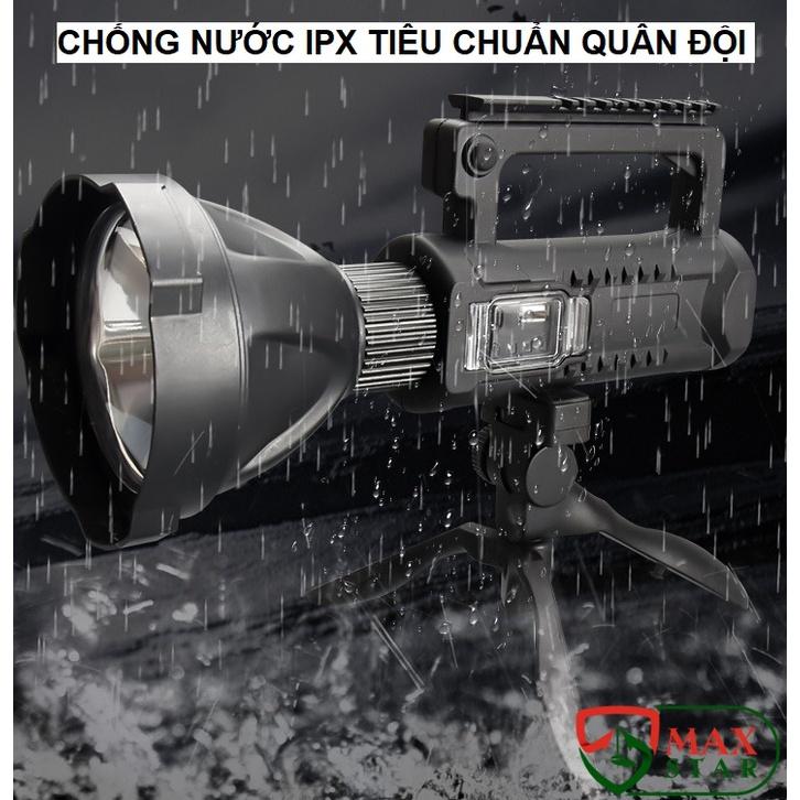 Đèn pin siêu sáng chiếu xa 1000m chống thấm nước có chân đế Đèn pin cầm tay mini siêu sáng sạc điện