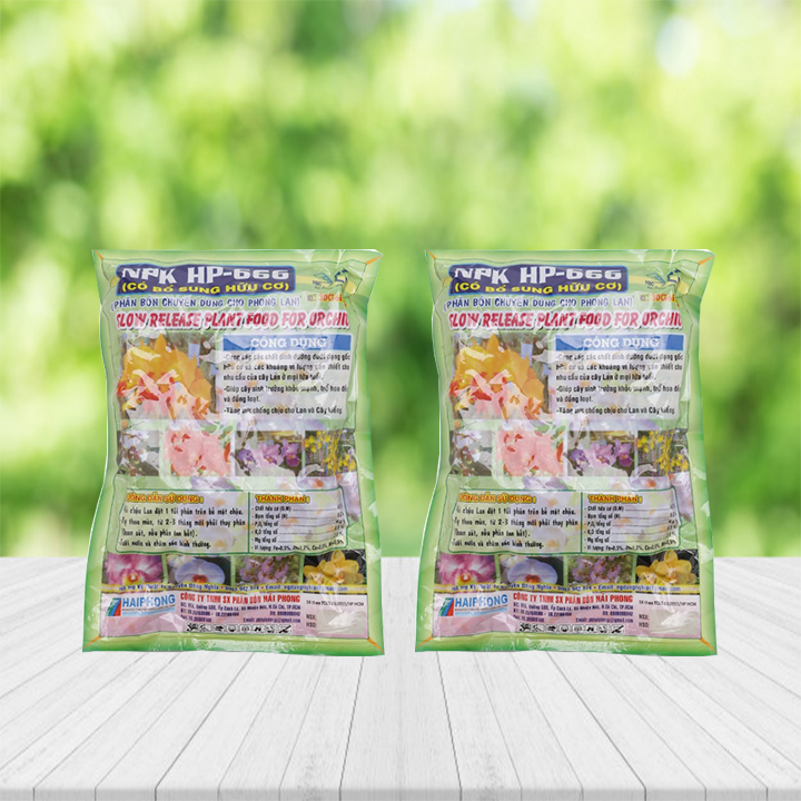 Combo 2 bịch phân bón hoa lan túi lọc tan chậm Hải Phong 666 600g - Orchid fertilizer - Chuyên dùng hoa lan