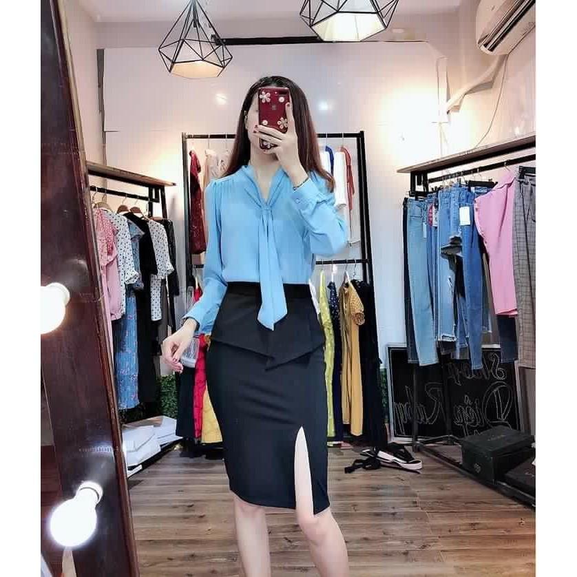 Áo Sơ Mi Cổ Thắt Cách Điệu
