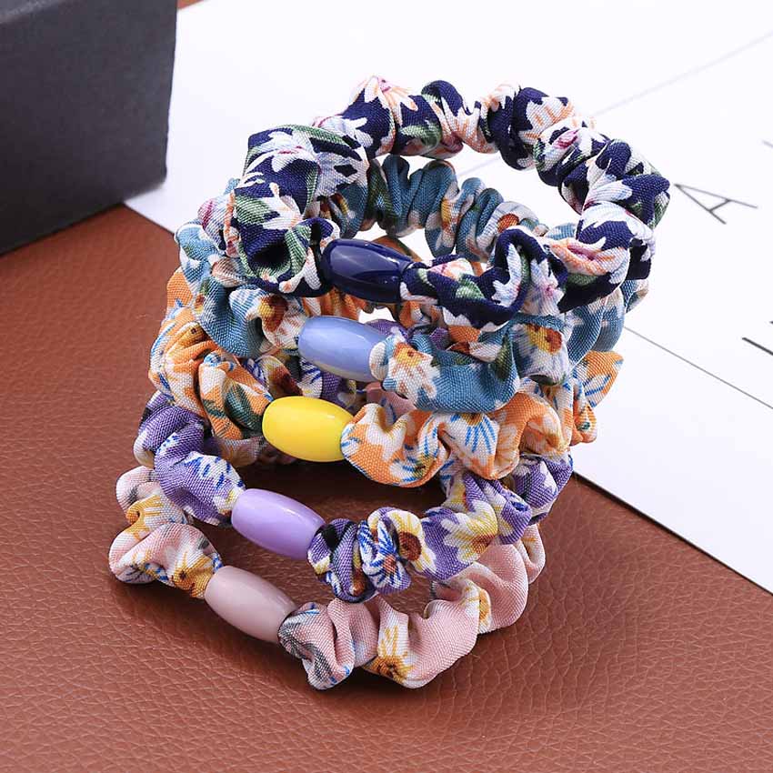 Dây buộc tóc nữ vải hoa NASI phối màu dễ thương phong cách hàn quốc thun cột tóc nữ co giãn tốt phụ kiện tóc