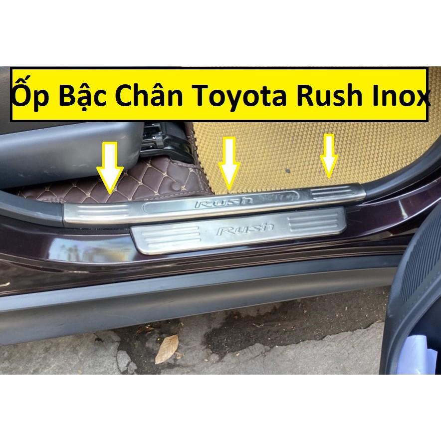 Ốp Bậc Cửa, Nẹp Bước Chân Trong, Ngoài Xe Toyota Rush 2019-2021 Trong, Ngoài Cao Cấp, Chất Liệu Inox Cao Cấp