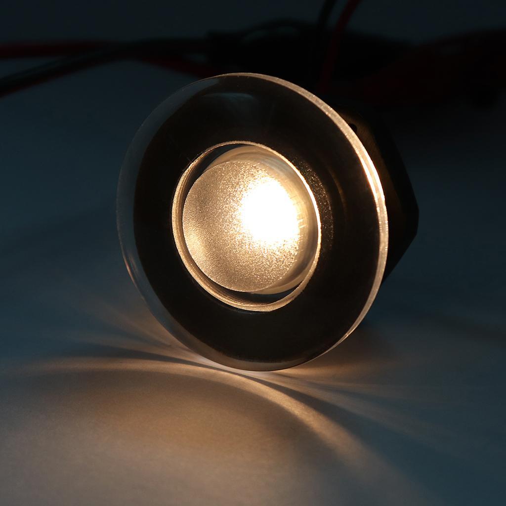 2pcs 12V LED Round Courtesy Light Marine Boat Stair Deck Lamp Warm White