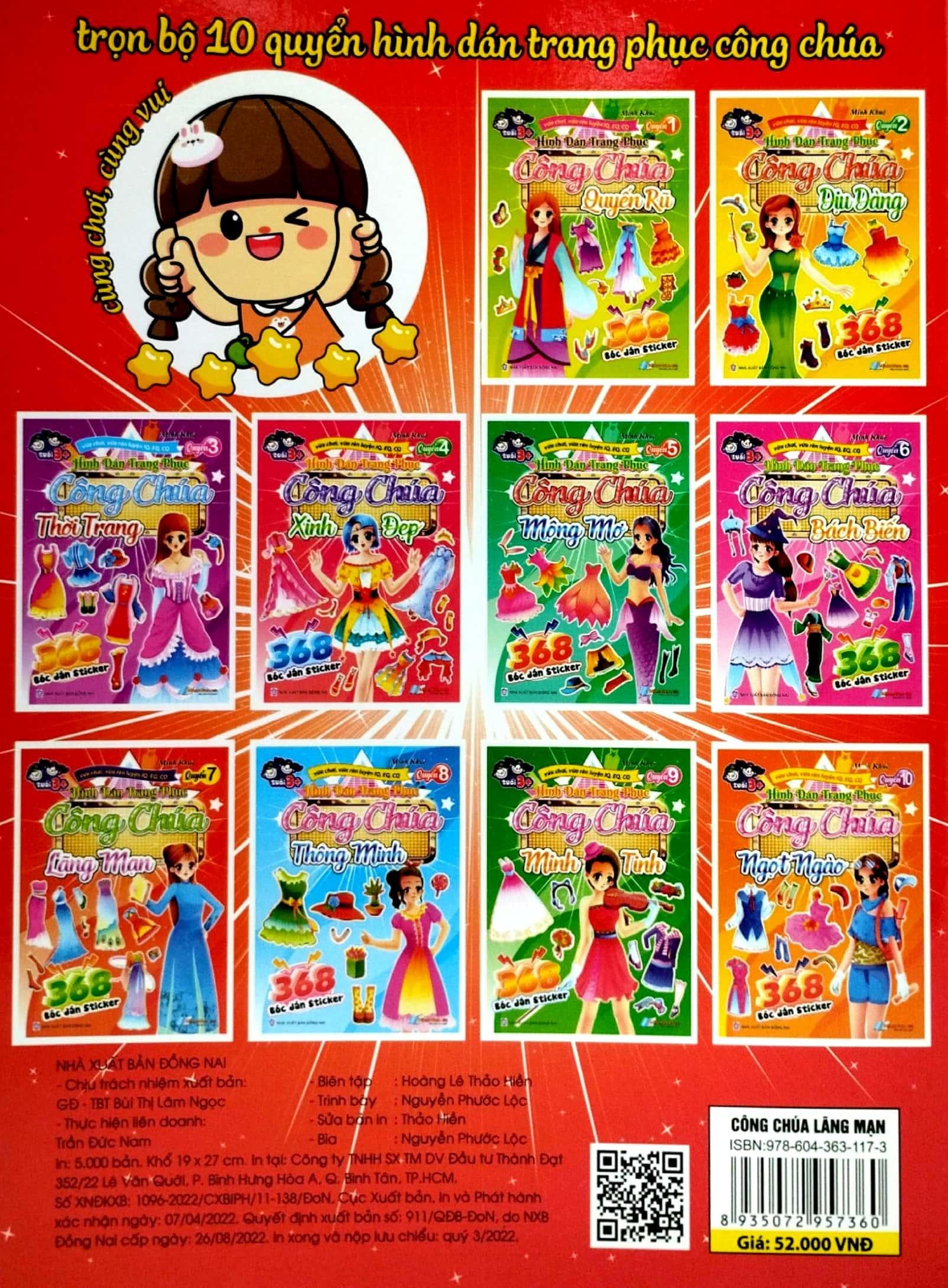 368 Bóc Dán Sticker - Hình Dán Trang Phục Công Chúa - Quyển 7 - Lãng Mạn