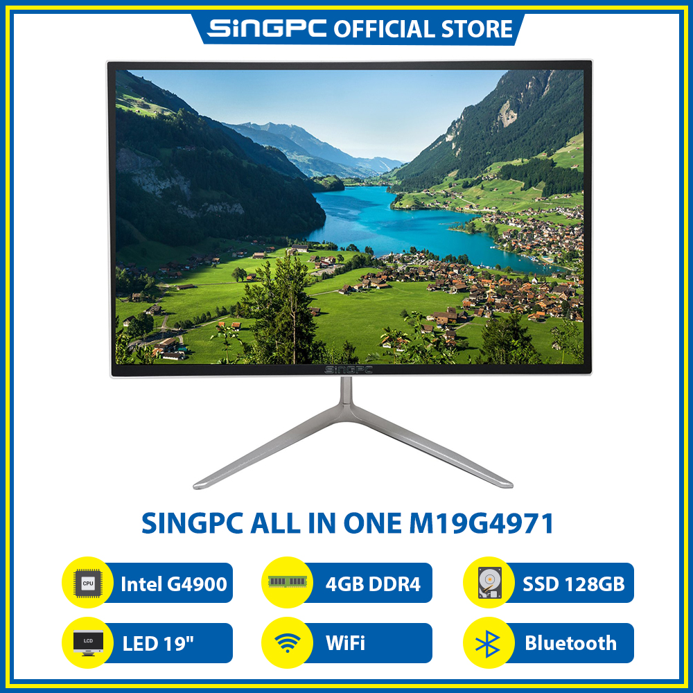 Máy tính All In One SingPC M19G4971 (Intel G4900, 4GB DDR4, SSD 128GB, LED 19", LAN, WiFi, Bluetooth, Loa, Free DOS) - Hàng Chính Hãng