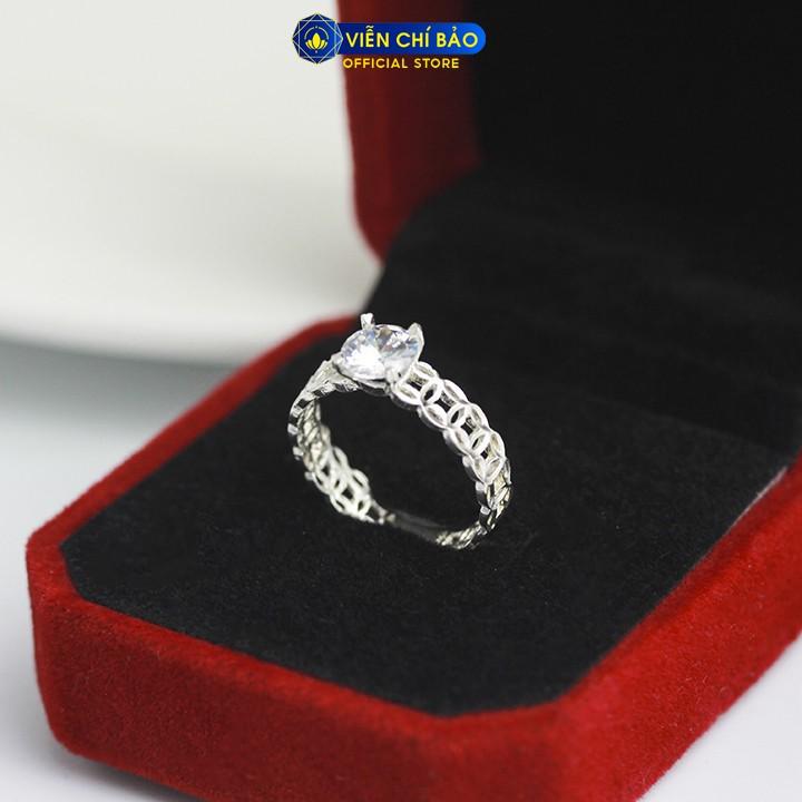 Nhẫn bạc nữ kim tiền đính đá cao chất liệu bạc 925 thời trang phụ kiện trang sức nữ Viễn Chí Bảo N400037