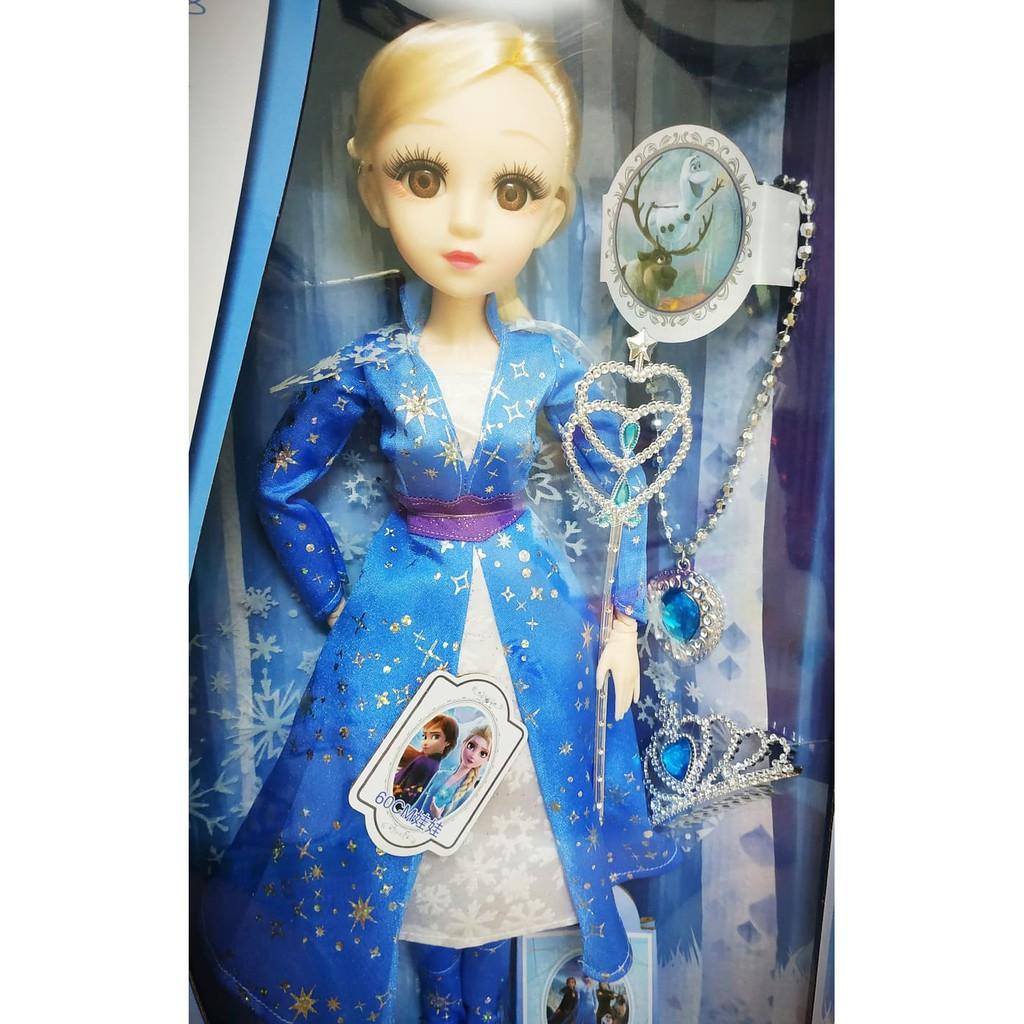 Búp bê nữ hoàng băng giá Frozen Elsa mắt ngọc size đại 50cm kèm vương miện, dây chuyền và quyền trượng