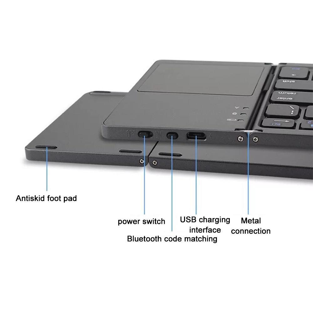 Bàn Phím Bluetooth Không Dây Mini Gấp Gọn Có Chuột Cảm Ứng Cho Android Ios Windows Pc Tablet Điện Thoại