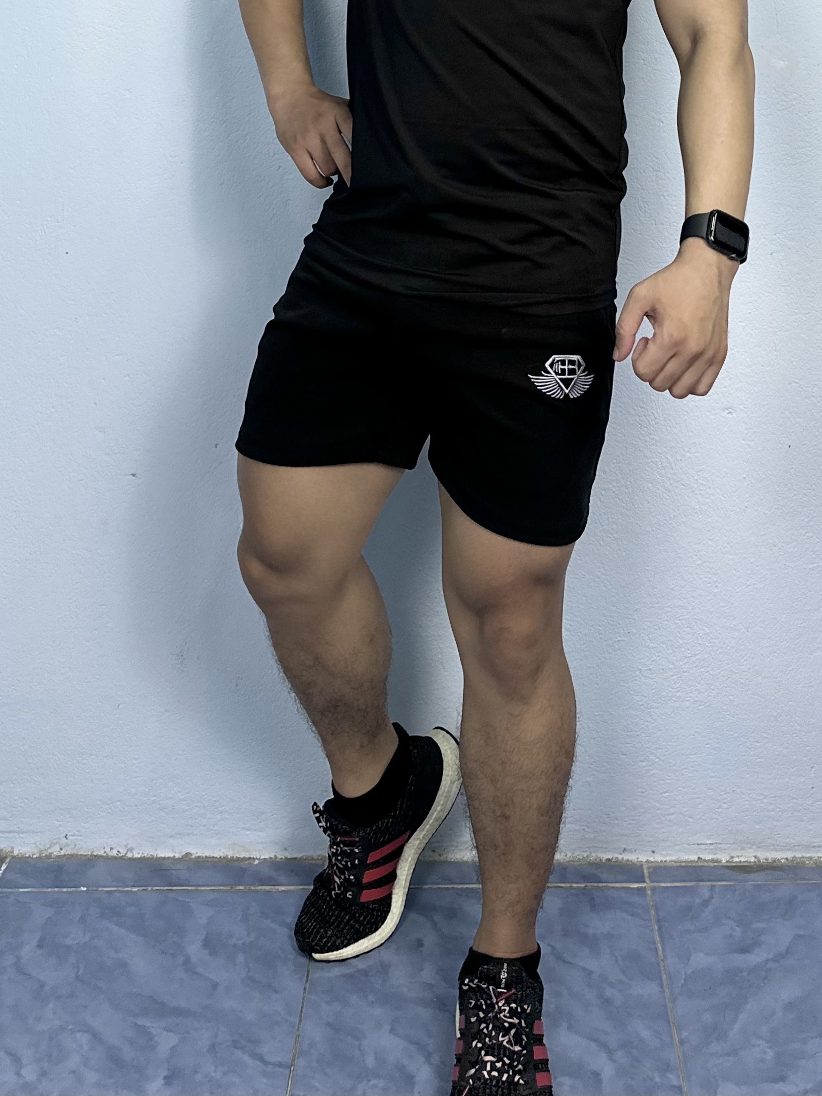 Quần short nam tập gym DO GYM SHOP logo thêu chất thun poly co giãn 4 chiều không xù lông QLQL3