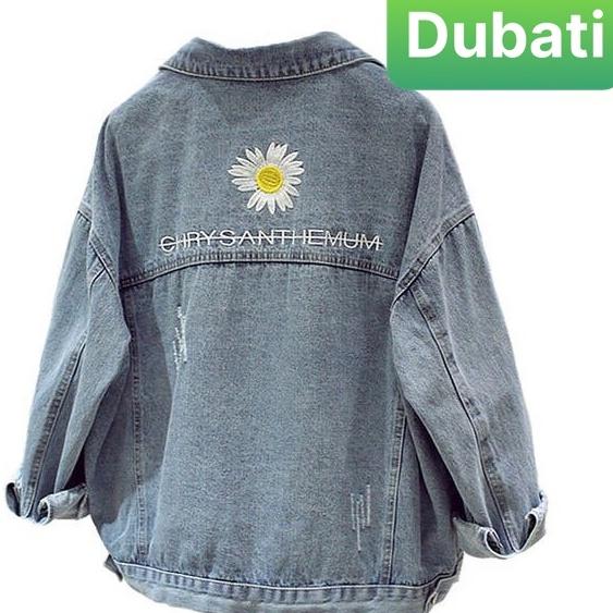 ÁO KHOÁC JEAN NAM NỮ CHẤT BÒ THÊU HOA CÚC CHỮ SAU LƯNG PHONG CÁCH CAO CẤP NHẬT BẢN- DUBATI FASHION