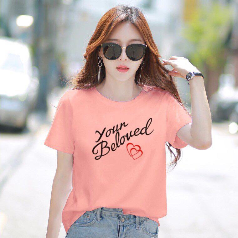 Áo thun nữ MXM cổ tròn form rộng thun cotton 4 chiều in chữ Beloved từ 45-60kg