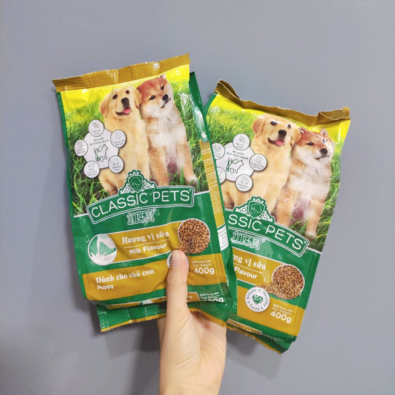 COMBO 5 GÓI Thức Ăn Hạt Khô Dành Chó Con Hương Vị Sữa Classic Pets Milk Flavour 400g