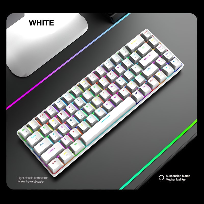 Bàn Phím Cơ Gaming Led RGB T8 White mini nhỏ gọn