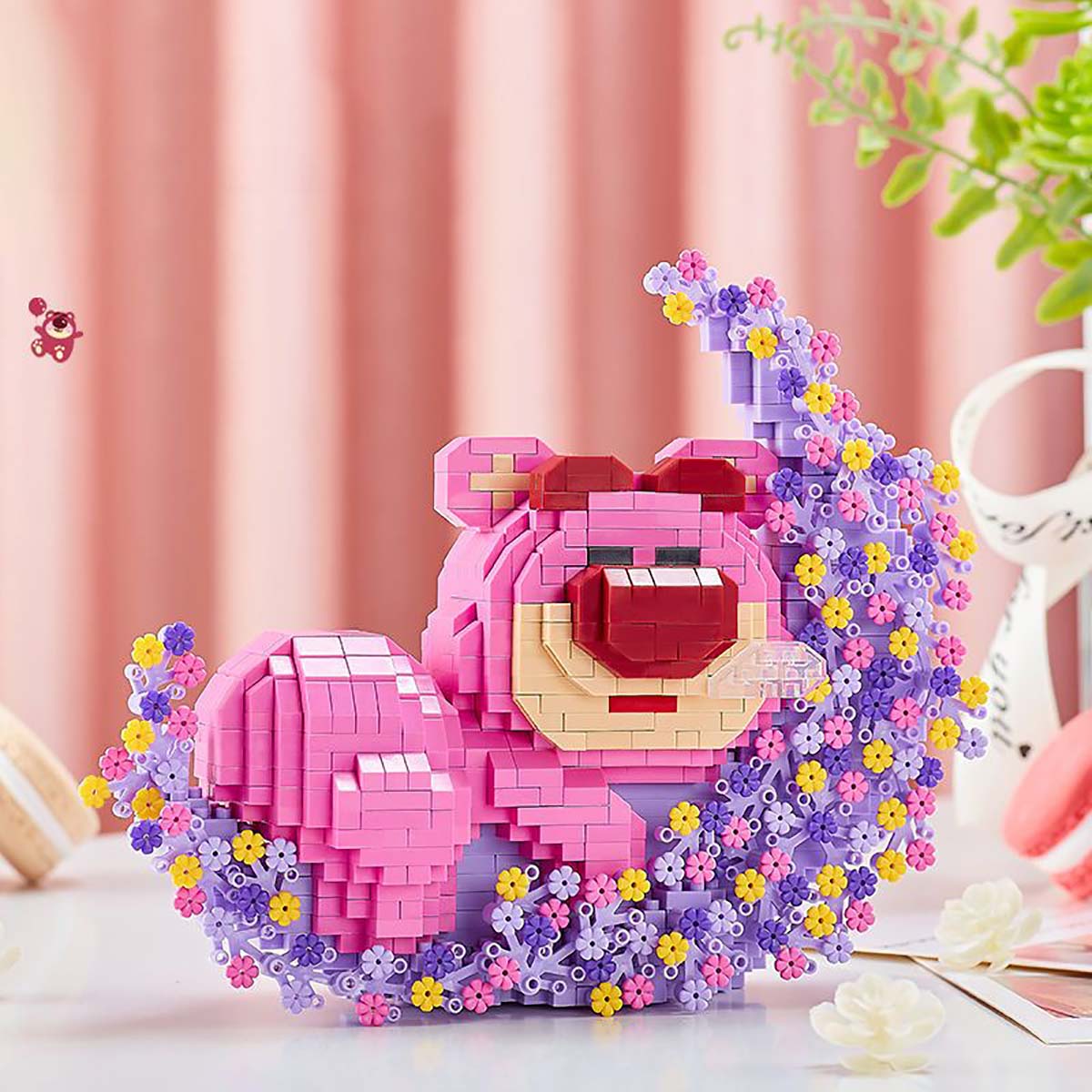 Mô Hình Lắp Ráp Gấu Dâu Lotso 3d Nằm Ngủ Bập Bênh Ôm Trăng Răng Cưa Ghép Hình Hạt Nhỏ Mini Trang Trí Giá Rẻ Cho Bé