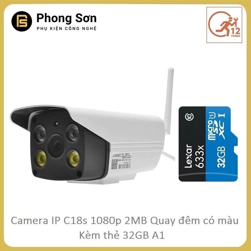 Camera IP ngoài trời C18S FHD 1080p Vstarcam, quay đêm có màu,có âm thanh ,Kèm thẻ 32GB A1 - Hàng Chính Hãng