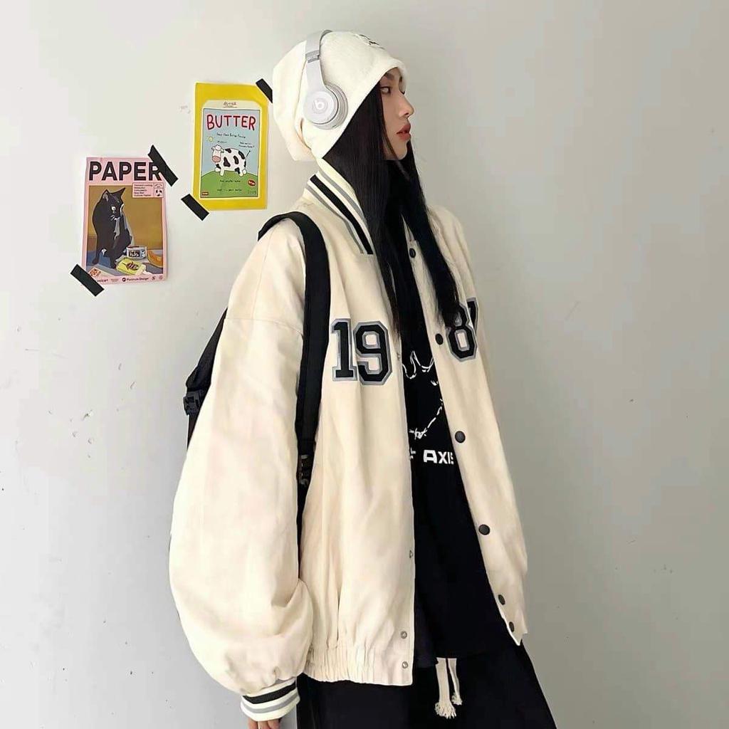Áo khoác Bóng chày 1987 nam nữ,Áo sweater hoodie nam nữ from rộng unisex chất Kaki Phong Cách Trẻ Trung, Cá Tính