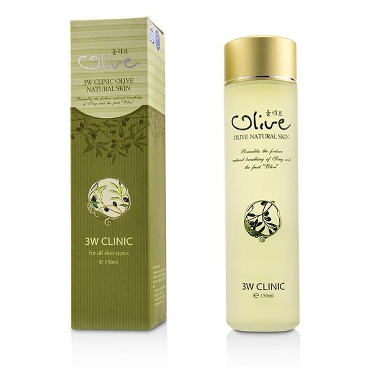 Nước hoa hồng dưỡng trắng da tinh chất dầu Olive 3W CLINIC Hàn Quốc 150ml