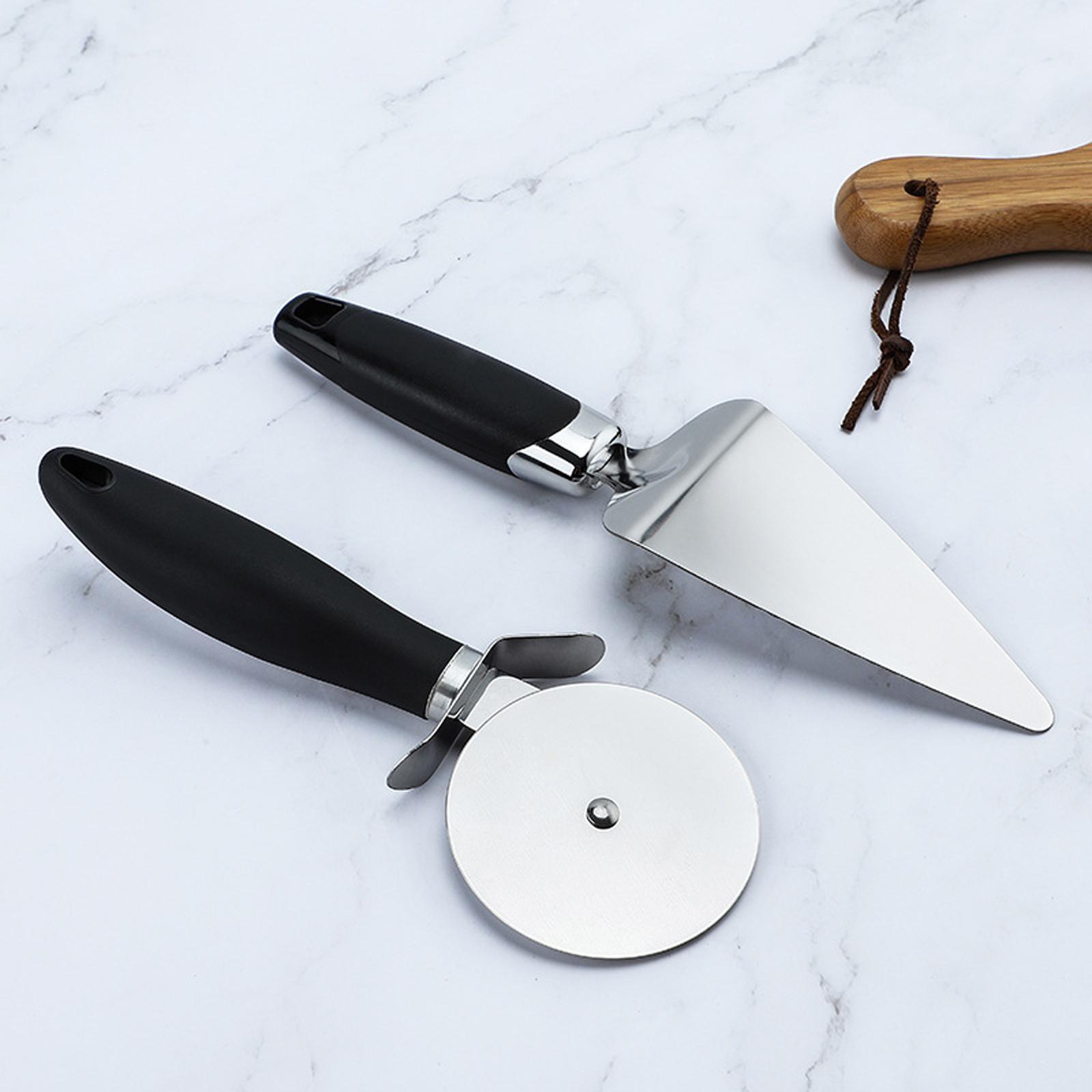 2Pcs Pizza Slicer and Spatula for Large and Small Pizza Serrated Pizza Wheel