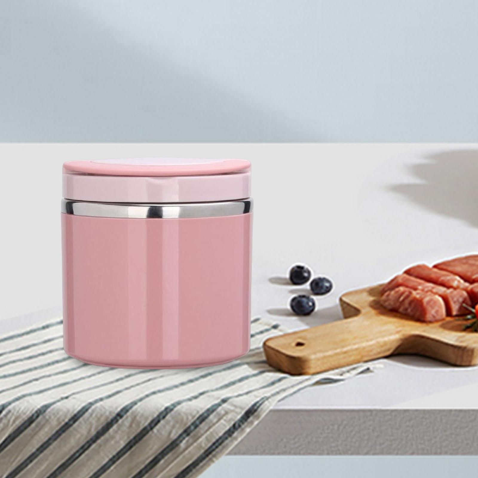 Kitchen Thermal Cup Pink Portable Porridge Lunch Box for Travel Picnic