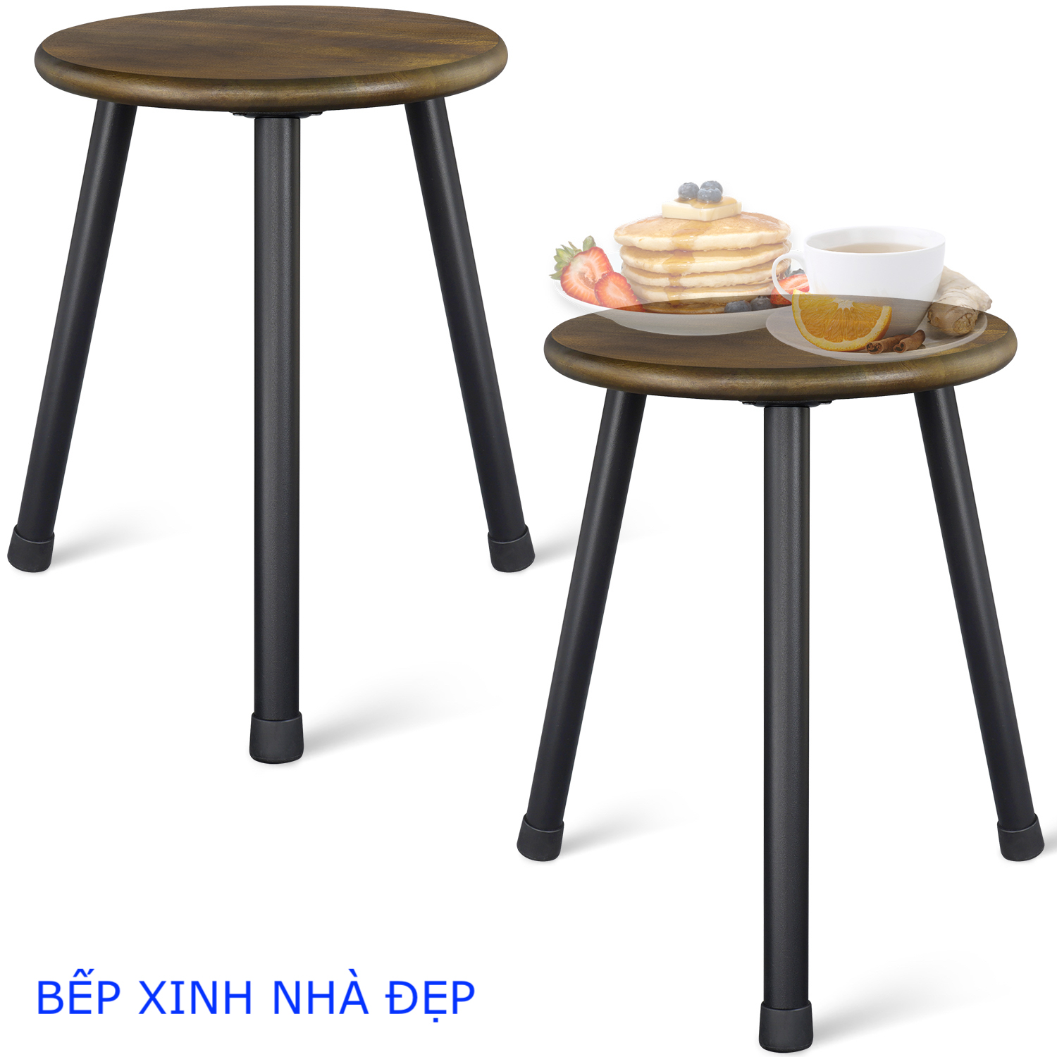 Bàn Trà + Coffee, Đôn Gỗ. Kệ Để Chậu hoa, Bàn Kê Đầu Giường, mặt 30cm, chân THẲNG tháo rời bằng thép không gỉ Cao 40cm